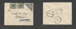 LIBERIA. 1913 (13 Febr) Marshall - Germany, Pforzheim. Via Monrovia. Multifkd Envelope, Fauna, Incl Ovptd Triangular Iss - Liberia