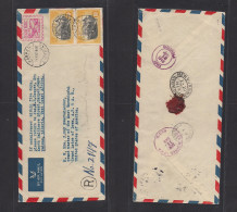 LIBERIA. 1948 (29 Dec) Harper - USA, Iowa, Indochina (12 Jan) Mason Mail. Air Regisstered Multifkd Machine + Stamps At 4 - Liberia