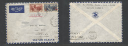 LEBANON. 1939 (4 Jan) Souk El Kezaz, Beyrouth - Italy, Mesina (9 Jan) Air France Multifkd Env. Arrival Cachet. Fine. - Lebanon