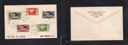 LEBANON. 1936 (10 Dec) Ski Issue. Beyrouth Set Of 5 Values. Airmails, Tied Cds On Touristic Advertising Envelope "Le Ski - Lebanon