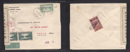 LEBANON. 1945 (3 Sept) Daroun Harissa - Paris, France. Air Multifkd Censored Envelope Gorgeous Bilingual Cancel Town Cds - Lebanon