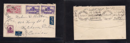 LEBANON. 1950 (20 Febr) Broumana - Canada, Kitchener, ONT. Air Multifkd Env Via Beyrouth Slogan Cachet Reverse. - Lebanon