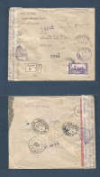 LEBANON. 1941 (16 Dec) Beyrouth RP - Mexico, DF. (20 Apr) Via NY (13 Apr) Registered Single 25 Piaster Rate + Depart Cen - Lebanon