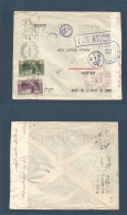 LEBANON. 1943 (8 May) Beyrouth - Persia, Teheran. Air Multifkd Iranian Censored Envelope. Slogan Cancel + Depart Censor  - Lebanon