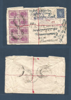 LEBANON. 1941 (7 Dec) Beyrouth - Australia, NSW, Strathfield. Registered Multifkd Envelope 25c Red (x8) Cds + Fwded At D - Lebanon