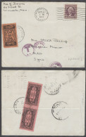 LEBANON. 1933 (19 Oct). Postage Due. USA, Worcester - Sidon. Fkd Env Taxed X3 Lebanese Postage Dues, Tied Saida, Lebanon - Lebanon