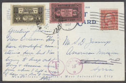 LEBANON. 1937. Postage Dues. Missionary Mail. USA, N Orleans, LA - Sidon. Fkd PPC Taxed Lebanese P Dues 2p 50c Rate Tied - Lebanon