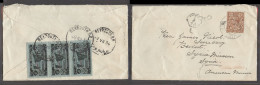 LEBANON. 1934 (30 June). Missinary Mail. GB, East Lothian - Beyrouth (7 July). Fkd Env Taxed X3 Ovptd Issue P Dues 2 Pia - Liban