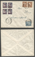 LEBANON. 1934 (20 Jan) Beyrouth Local Multifkd Envelope Incl. 0.10 Lilac Block Of Four, Cds. Appearly Item. - Lebanon