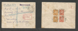 LATVIA. 1923 (24 Oct) Riga - South Africa, Joburg Via London (27 Oct) Registered Reverse Multifkd Envelope. Better Dest  - Lettonia