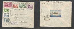 LATVIA. 1938 (19 Nov) Riga 2 - Romania, Cernauti (21 Nov) Registered Multifkd Envelope 7 Diff Values On Cover, Arrival C - Lettonia
