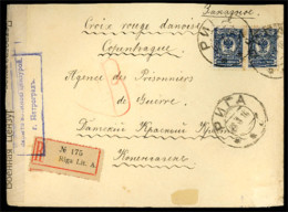 LATVIA. 1916. Riga To Denmark/Red Cross POW. Censored Registered Airmail VF. - Letonia