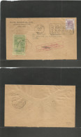 MACAU. 1953 (20 May) Hong Kong - Macao. Numeral Fkd Env 10 Cts Lilac, Blood Colour Slogan Cachet + "Auxilio Luta Emprega - Sonstige & Ohne Zuordnung