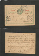 MACAU. 1896 (11 Ago) GPO - Denmark, Copenhagen (10 Sept) 5 Avo / 30 Reis Green Early Overprinted Stationary Card, Depart - Other & Unclassified