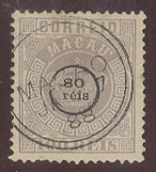 MACAU. 1884. Af 10º 80r / 100r Perf 12 1/2. Variety Kiss Print Circle Doble At Right Cds 17 Ja 88 Well Centered. XF. - Other & Unclassified