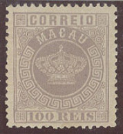 MACAU. 1884. Af 7 (x). 100rs Lilac - Grey, Perf 12 1/2 Well Centered. Fine Item. - Autres & Non Classés