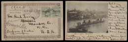 MACAU. 1904 (9 Feb). Macau - USA. Provisorio Issue Fkd Dragon Boat Card. Via HK - Seattle To West Vvirginia. By Empress  - Other & Unclassified