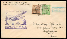 MACAU. 1937 (28 April). Macau - San Fco (4 May Reverse). Fkd Env. First Flight + Cachet. VF. - Autres & Non Classés