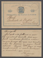 MACAU. 1887 (30 May). GPO - HK. Early 10rs Blue Stat Card Properly Used. VF. - Other & Unclassified