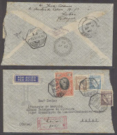 MACAU. 1935 (28 June). Airmails. Lisboa, Portugal - Macau (20 July). Air Reg Multifkd Env Incl 4 Esc 50c Camilo Issue Lu - Other & Unclassified