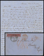 MACAU. 1863 (26 Nov). Macao - USA. COLOR ILUSTRATED Stampless Envelope Carried Via Hong Kong, With PAID Cds On Front. Fu - Other & Unclassified