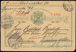 MACAU. 1897. Macau - Germany. 5 Avo Provisorio Stat Overprinted Card, Fwded. Fine. - Other & Unclassified