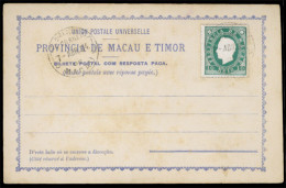 MACAU. 1894. Blue Printed Card With 10rs Green Double. - Andere & Zonder Classificatie