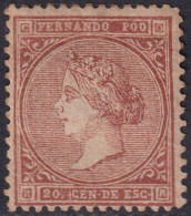 Fernando Po 1868 Sc 1a Ed 1a MH* Reddish Brown Partial Gum - Fernando Poo