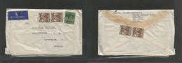 MALAYSIA. 1946 (10 Dec) BMA, Teluk, Merban Est, Sepang, Selantor - Denmark, Cph. Front And Reverse Airmail Multifkd Enve - Malaysia (1964-...)