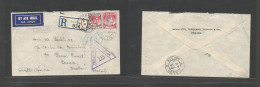 MALAYSIA. 1941 (8 Sept) Penang - Natal, S. Africa, Berea, Durban. Registered Air Multifkd Env, At 65c Rate, Tied Cds + R - Malaysia (1964-...)