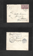 MALAYSIA. 1913 (24-25 May) Kota Tinggi - Denmark, Skive (22 June) Fkd Env At 8 Cts Rate (4cx2) Cds. Via Singapore (27 Ma - Malaysia (1964-...)