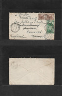 MALAYSIA. 1919 (28 March) Batuh Cajah - UK, Devon, Exmouth (28 Apr) Multifkd Env. Fine Origin Usage International Mail.  - Malaysia (1964-...)