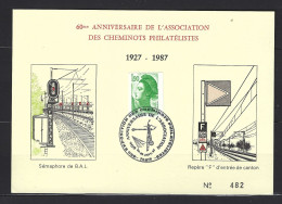 FRANCE 1987 - CP Philatélique Y&T N°2426 - 1f.90 Vert Roulette Liberté - 60è Anniv. Associat. Cheminots Philatélistes.TB - 1982-1990 Liberty Of Gandon