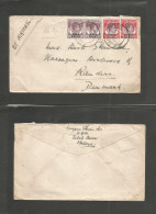 MALAYSIA. 1946 (17 April) BMA. Teluk Anson - Randers, Denmark. Air Multifkd Env (via England) VF Postmark Usage. - Malesia (1964-...)