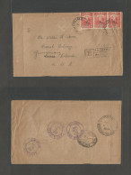 MALAYSIA. 1947 (2 July) SARAWAK. Kuching - USA, Gunpison, Cº (5-11 Sept) Via NYC. Registered Multifkd Envelope "GR" Crow - Malaysia (1964-...)