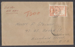 MALAYSIA. 1952 (20 Dec). K G VI Kuching - UK, London. 2nd Class Mail Taxed. Fkd Env 10c Orange Tied Cds. Unsealed Env. F - Malesia (1964-...)