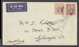 MALAYSIA. 1940 (19 July). Perak. Ipoh - UK, Scotland. Air Multifkd Env 55c Rate Penang 13f Triangular Censorship. V Scar - Malaysia (1964-...)