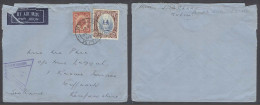 MALAYSIA. 1941 (10 April). Kulim, Kedah - Scotland, UK. Air Fkd Kedah Stamps, 31c Rate Censor Cachet. Anak Kulim State.  - Malaysia (1964-...)