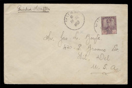 MALAYSIA. 1927 (18 Oct). Johore / Muar - USA. P Matter Rate Env Fkd Single 6 Cts Cds. Via Singapore Reverse (19 Oct). Fi - Malaysia (1964-...)