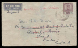 MALAYSIA. 1936 (29 July). Johore. ?RAT - UK (11 Aug). Air Imperial Single 25c Fkd Env With Arrival. - Malaysia (1964-...)