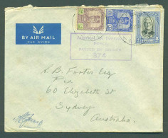 MALAYSIA. 1941 (2 Oct). Johore. AIF Field / 19. Air Multifkd Mixed Issues Env To Australia Sydney Wih Australian Imperia - Malaysia (1964-...)