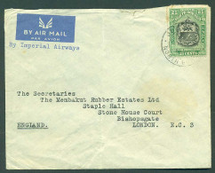 MALAYSIA. 1934 (5 May). North Borneo. Jesselton - UK. Air Imperial Single Fkd Env. - Malaysia (1964-...)