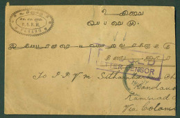 MALAYSIA. 1915 (24 July). Penang - Kandanovic - Dhanushid. Fkd Reverse + Front Penang Violet Censor Cachet. Scarce WW I  - Malaysia (1964-...)