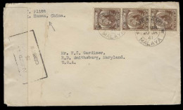 MALAYSIA. 1941 (20 Jan). China / Hunan - Penang - USA. Fkd Censored Env / Military Mail Over Malay Peninsula. Exceptiona - Malaysia (1964-...)