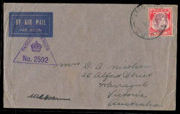 MALAYSIA. 1941. PO 17, 8th Division, Postal Unit, Seremban. Malaya Airmail To Warragul, Victoria / Australia. Fkd Env. V - Malaysia (1964-...)