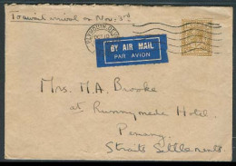 MALAYSIA. 1932 (10 Oct). Plymonth - Penang (21 Oct). Air Fkd Single 1sh Stamp Env. Arrival Cds. V Scarce. - Malaysia (1964-...)