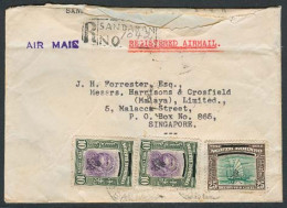 MALAYSIA. 1948. North Borneo. Sandakan - Singapore. Reg Air Multifkd Env. Ovptd GR Issue. - Malaysia (1964-...)
