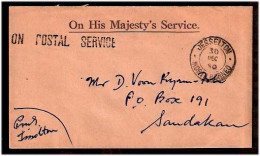 MALAYSIA. 1950. NORTH BORNEO. Jesselton - Sandakan. OHMS Env / Pmks. - Malaysia (1964-...)