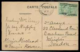 MARRUECOS - British. 1911 (Dec). Tangier - UK. Ovptd Fkd PPC. Fine. - Marruecos (1956-...)