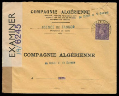 MARRUECOS - British. 1943 (25 Oct). Tangier - Algeria. Env Fkd 3d / BPO Cancel Censored At Gibraltar 1A / 6245 + Cds Rev - Marruecos (1956-...)